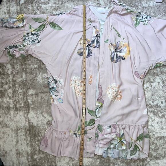 Plum Pretty Sugar ruffled hem and sleeve's floral print robe SZ XS/S above knee - Picture 5 of 10
